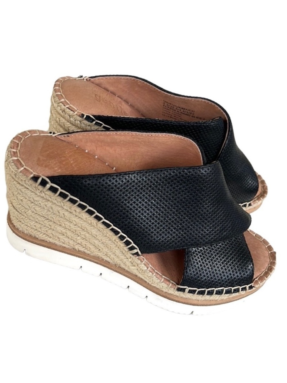 Like New Gentle Souls Leather Espadrille Wedge Sandals Black Size